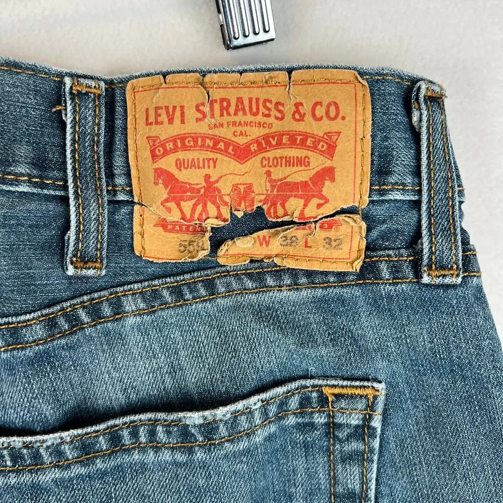 Levis 559 Jeans Mens 38x32 Blue Relaxed Straight Mid‎ Rise Medium Wash Denim Y2K